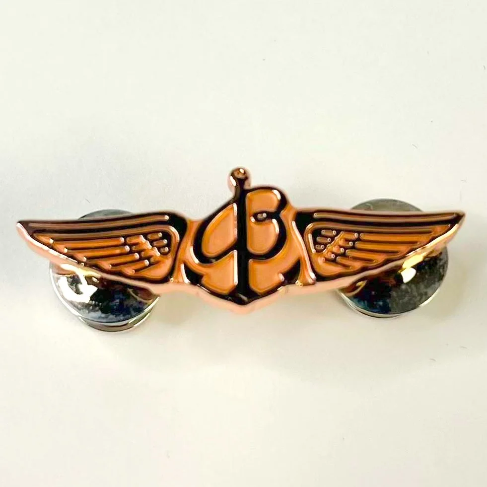 Vintage Breitling Winged B Aviation Logo Enamel Rose Gold Tone